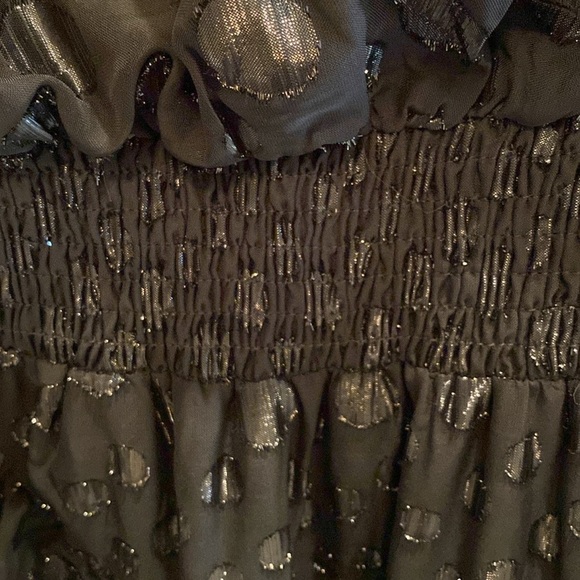 DO+BE x Revolve Sheer Asymmetrical Polka Smock Ruffle Tiered Black Dress SMALL - Picture 5 of 11